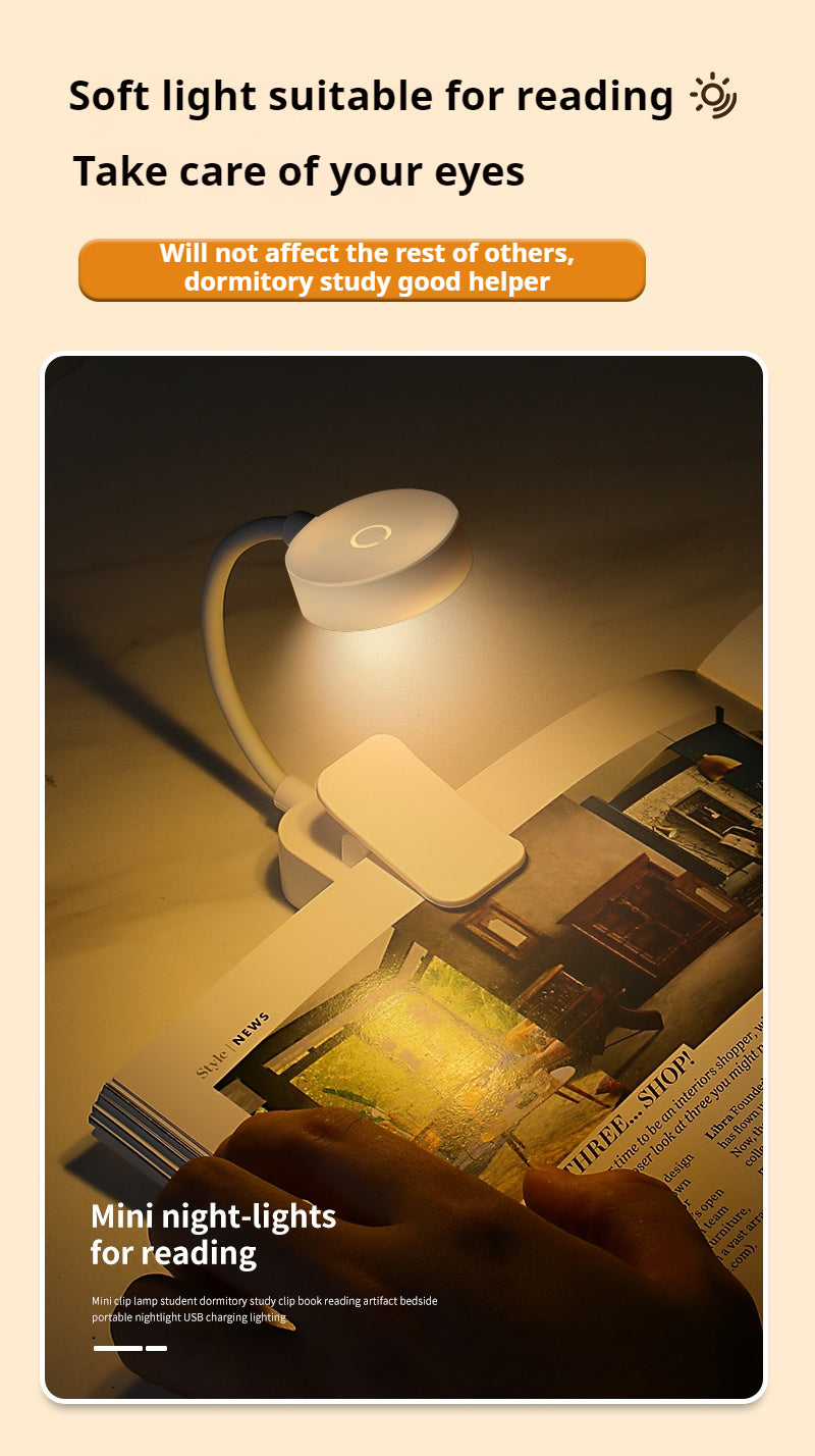 Mini Battery-Powered, Clip on Design LED Book Light for Travel