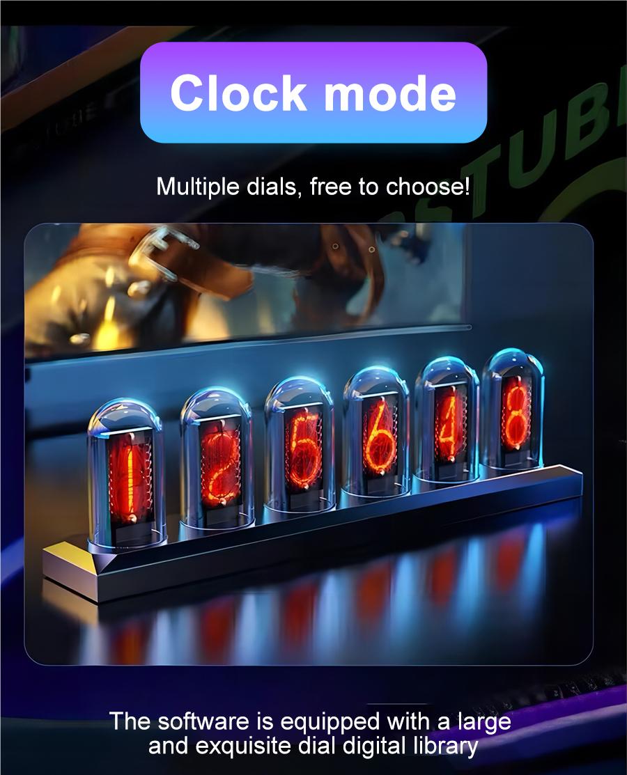 Customizable RGB Nixie Tube Clock for Gaming , Office & Home Decoration