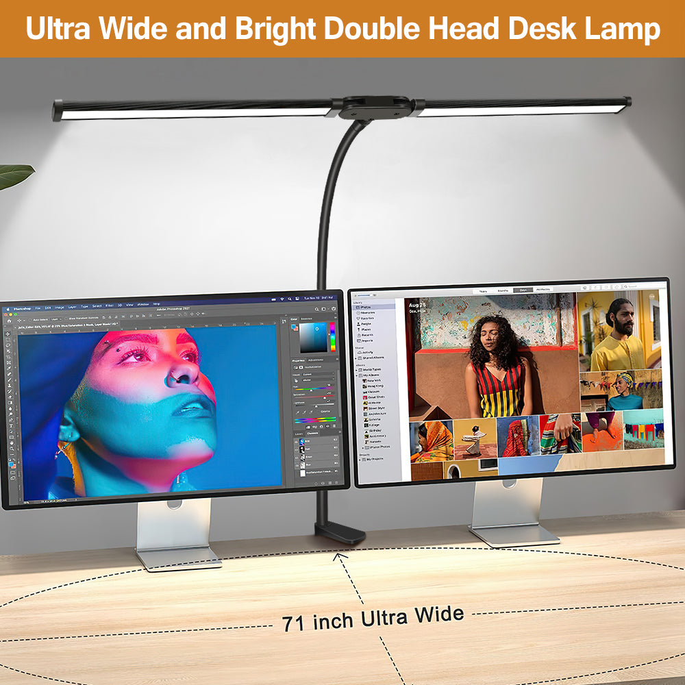 Versatile LED Desk Lamp with Single/Double Head and Eye Care 3 Lighting Options