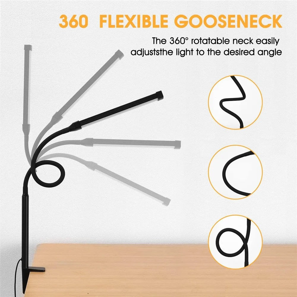 Versatile LED Desk Lamp with Single/Double Head and Eye Care 3 Lighting Options