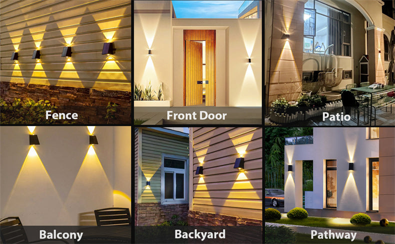 LED Solar Up & Down Wall Light - Waterproof Outdoor Lamp for Garden, Porch & Courtyard