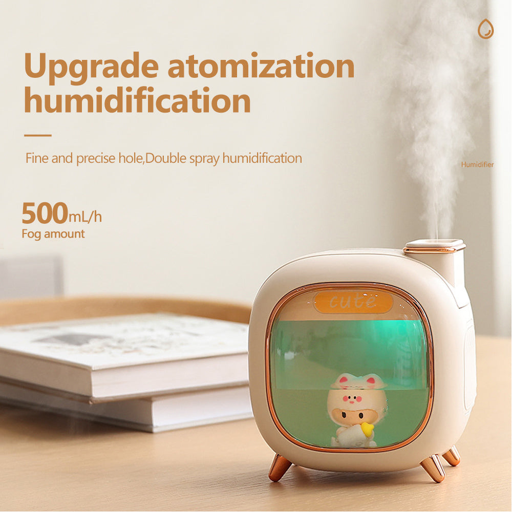 500ML Cute Ultrasonic Air Humidifier with Double Spray