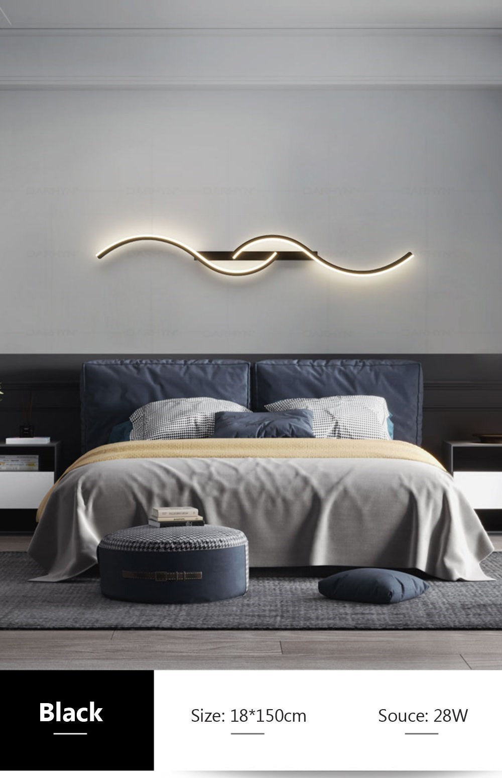 Modern LED Wall Sconce - Minimalist Long Strip Light for Bedroom, Living Room & Hallway