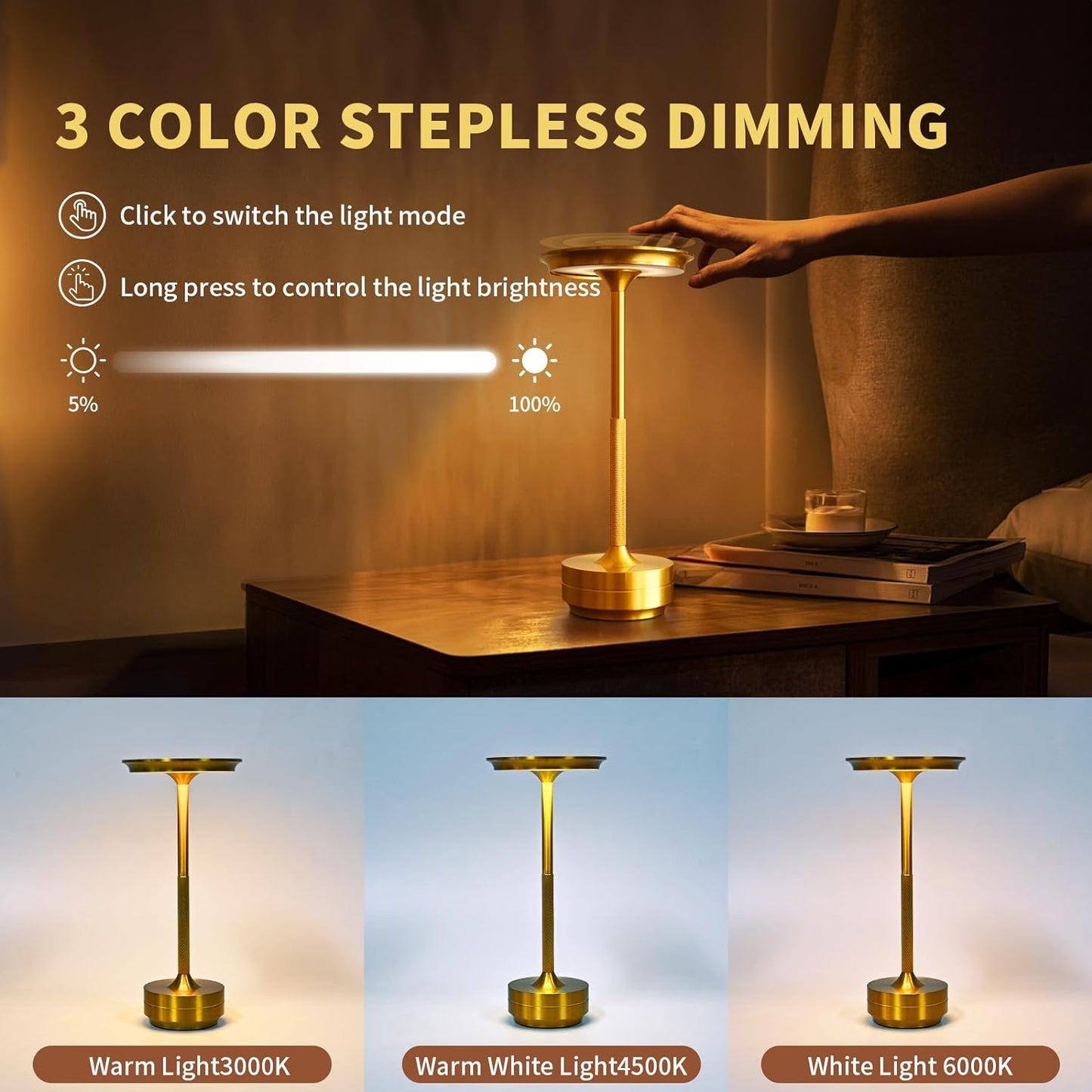 Dimmable Retro LED Table Lamp with Touch Control for Atmospheric Lighting