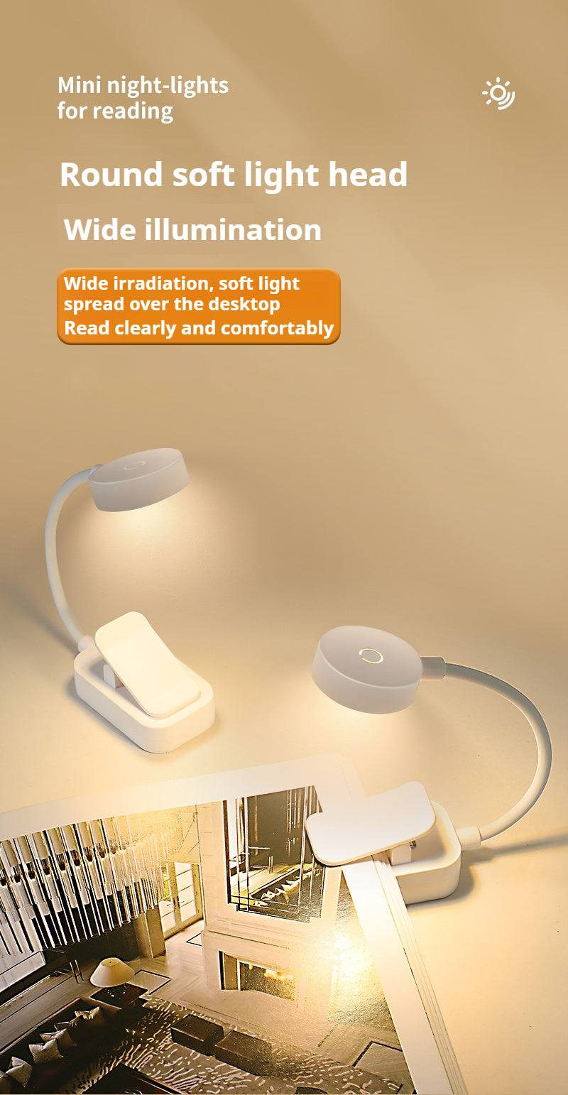 Mini Battery-Powered, Clip on Design LED Book Light for Travel