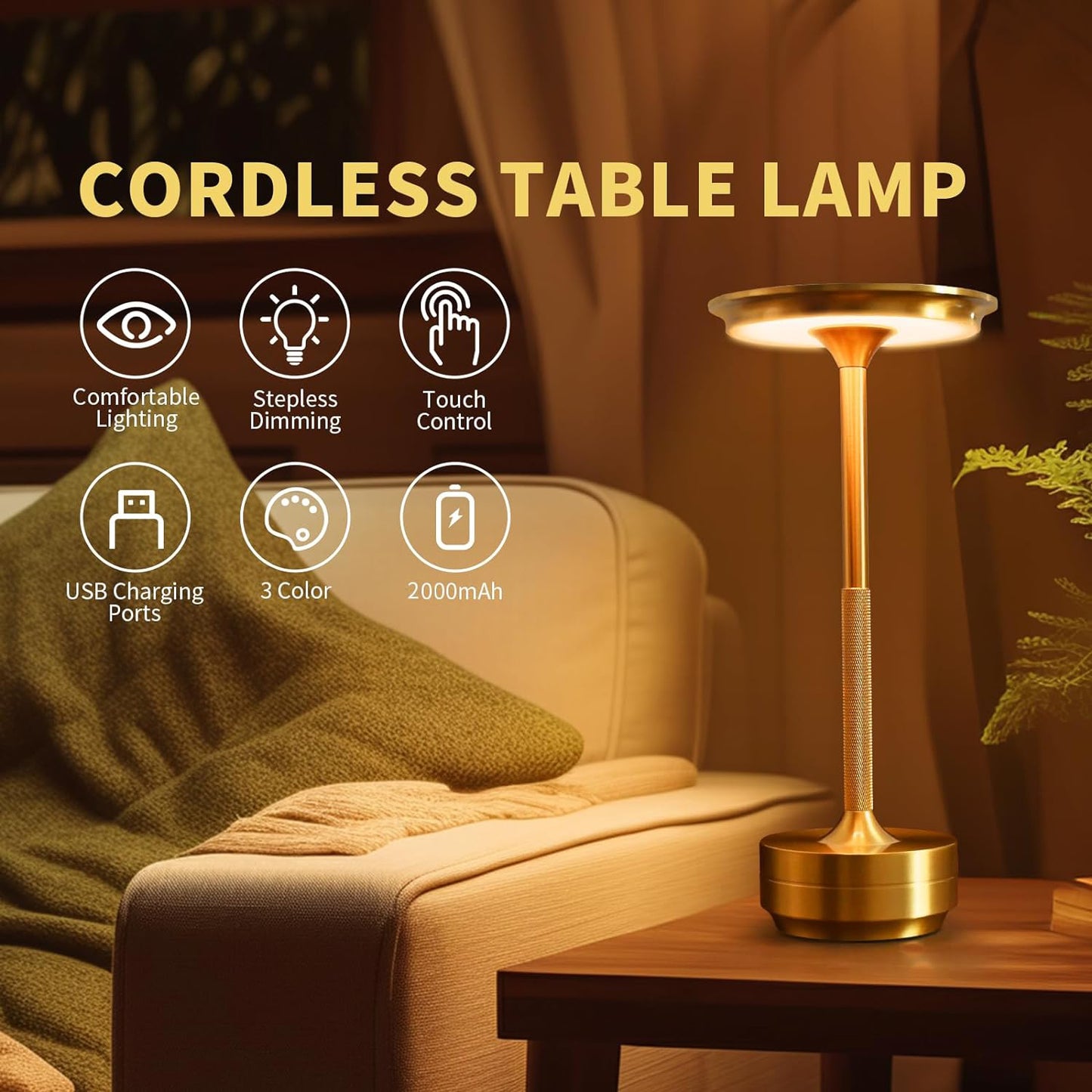 Dimmable Retro LED Table Lamp with Touch Control for Atmospheric Lighting