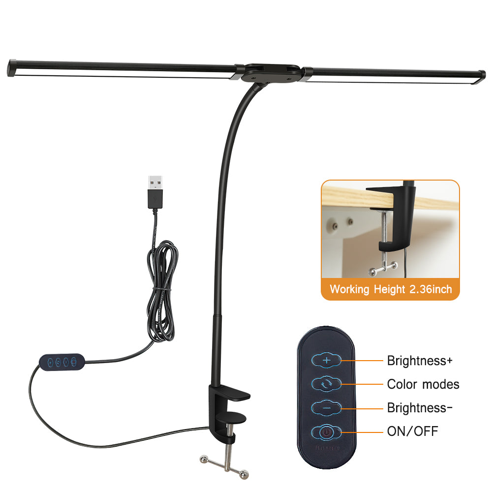 Versatile LED Desk Lamp with Single/Double Head and Eye Care 3 Lighting Options