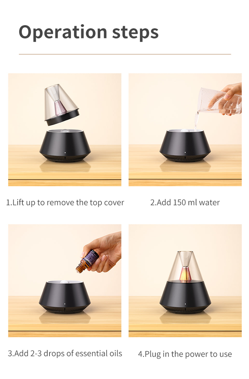 150 ML LED Aroma Diffuser with Remote Control and Night Light