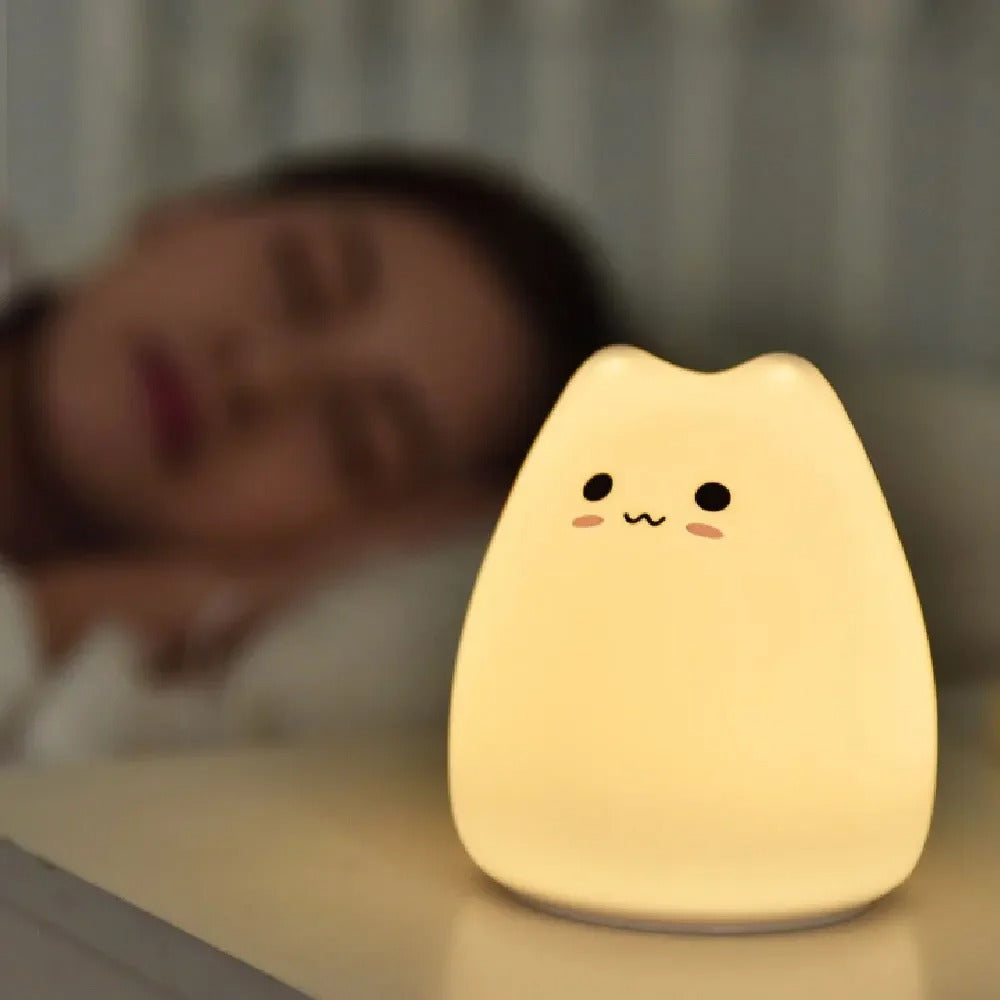 Touch-Control Colorful Cat Night Light - Soft Silicone LED lamp for Bedroom & Bedside