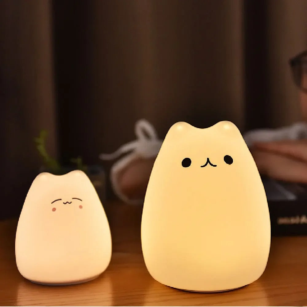 Touch-Control Colorful Cat Night Light - Soft Silicone LED lamp for Bedroom & Bedside