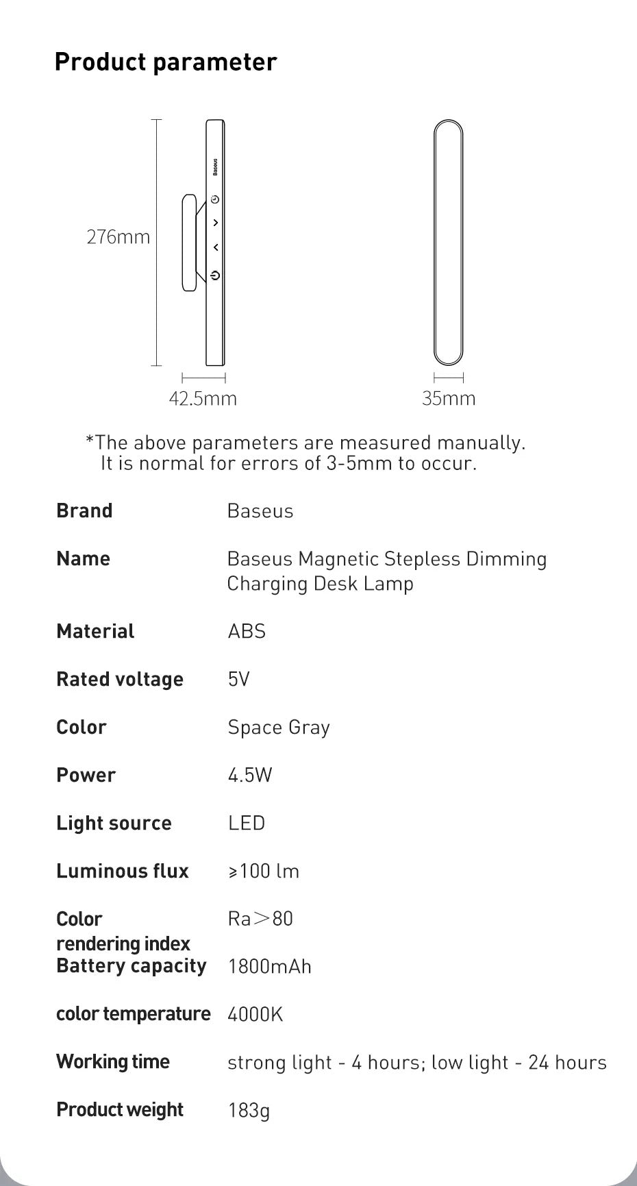 Magnetic Led Rechargeable Night Light for Home Use