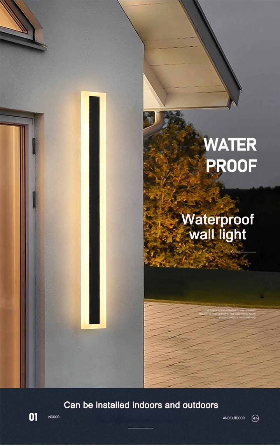 Modern LED Waterproof Outdoor Wall Sconce - IP65 Rated, Black, 110V/220V