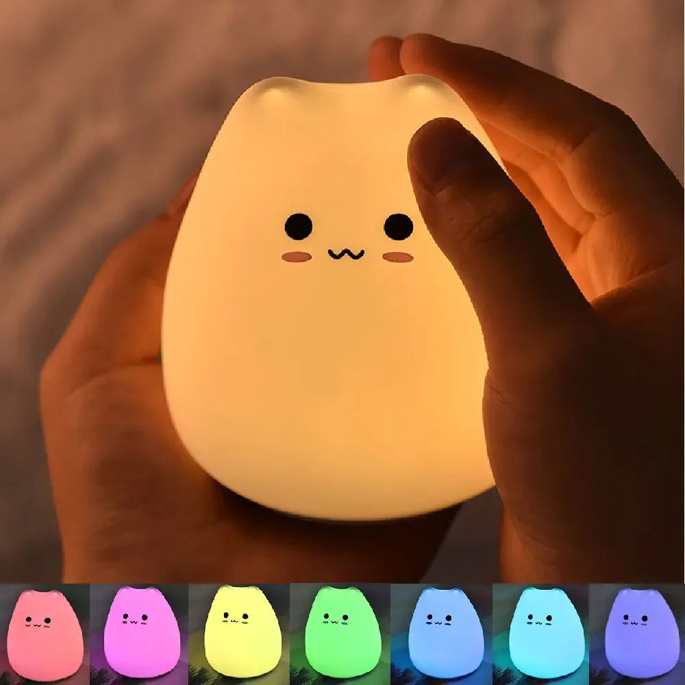 Touch-Control Colorful Cat Night Light - Soft Silicone LED lamp for Bedroom & Bedside