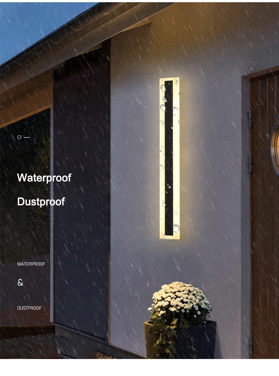 Modern LED Waterproof Outdoor Wall Sconce - IP65 Rated, Black, 110V/220V