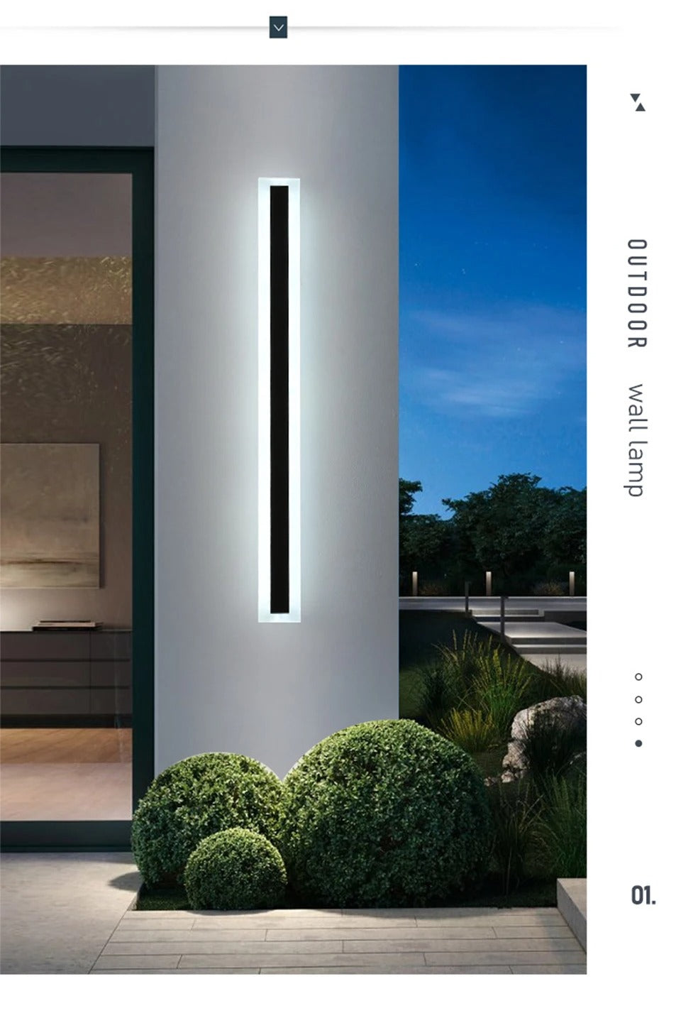 Modern LED Waterproof Outdoor Wall Sconce - IP65 Rated, Black, 110V/220V