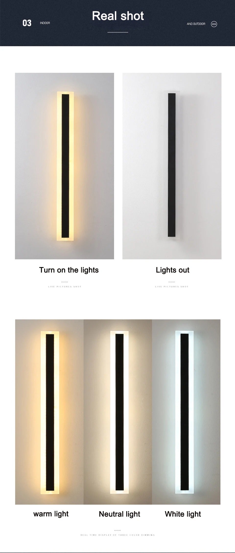 Modern LED Waterproof Outdoor Wall Sconce - IP65 Rated, Black, 110V/220V