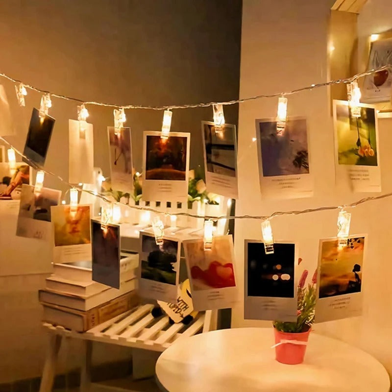 LED Photo Clip String Lights - 10/20/30/40 Clips for Hanging Photos & Decor