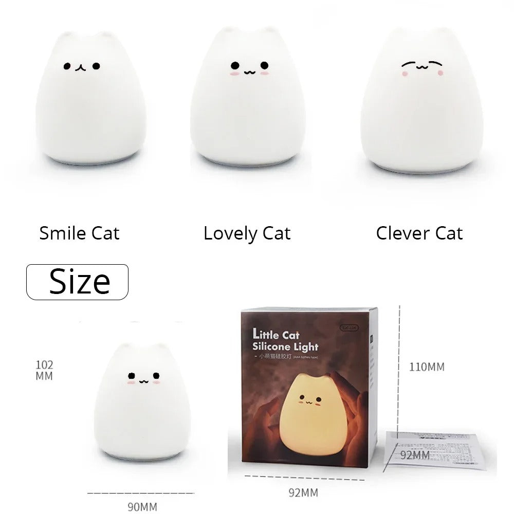 Touch-Control Colorful Cat Night Light - Soft Silicone LED lamp for Bedroom & Bedside