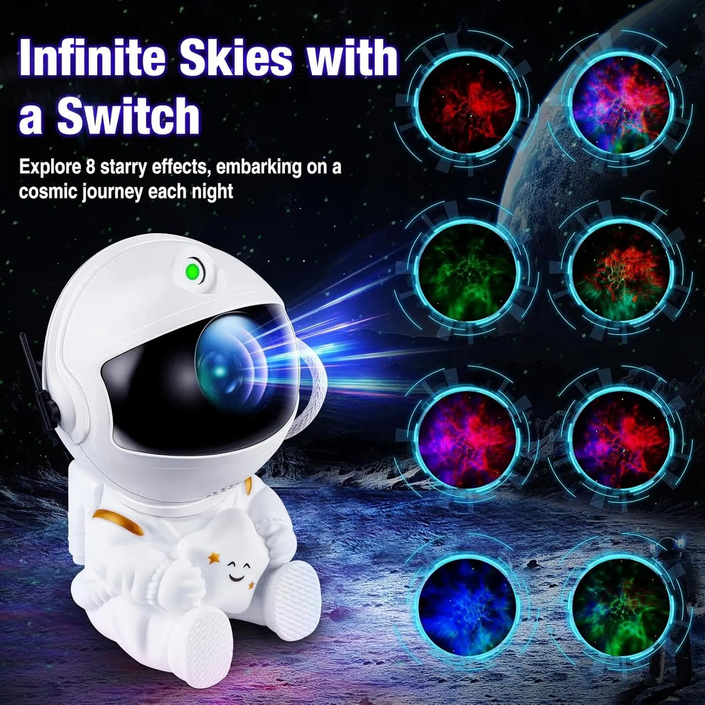 Astronaut Star Projector - Galaxy & Nebula Night Light for Kids