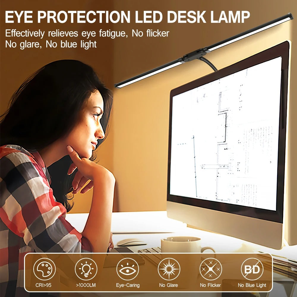 Versatile LED Desk Lamp with Single/Double Head and Eye Care 3 Lighting Options