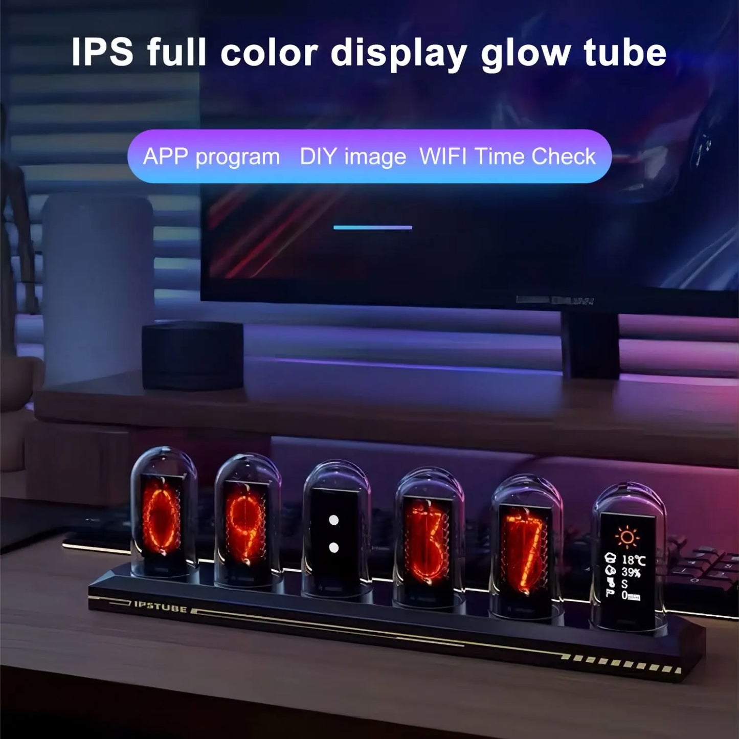 Customizable RGB Nixie Tube Clock for Gaming , Office & Home Decoration