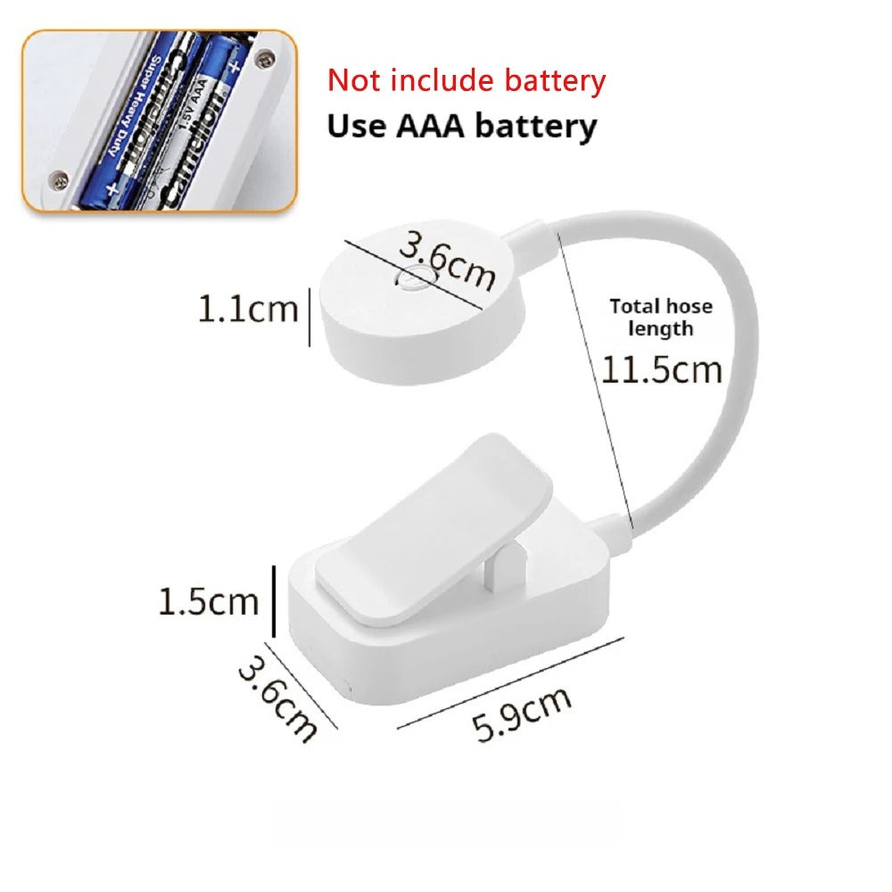 Mini Battery-Powered, Clip on Design LED Book Light for Travel