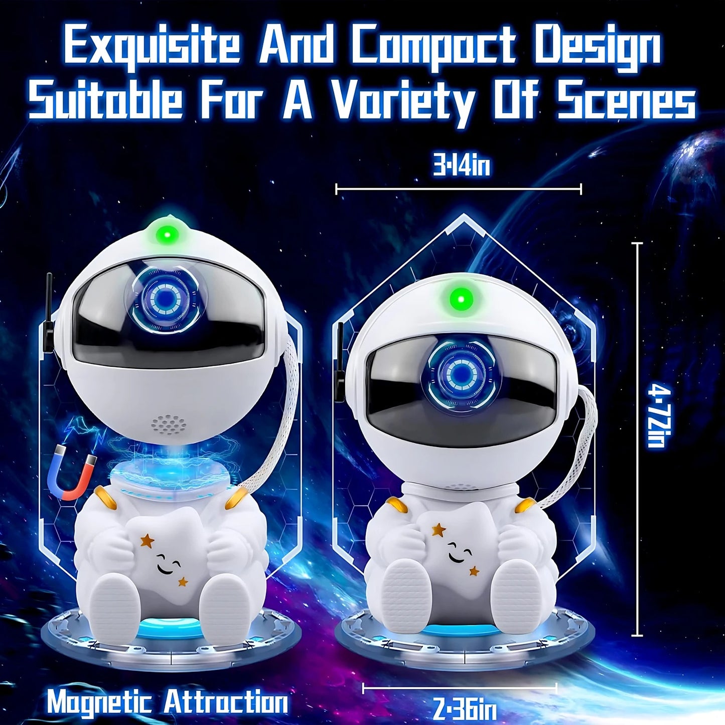 Astronaut Star Projector - Galaxy & Nebula Night Light for Kids