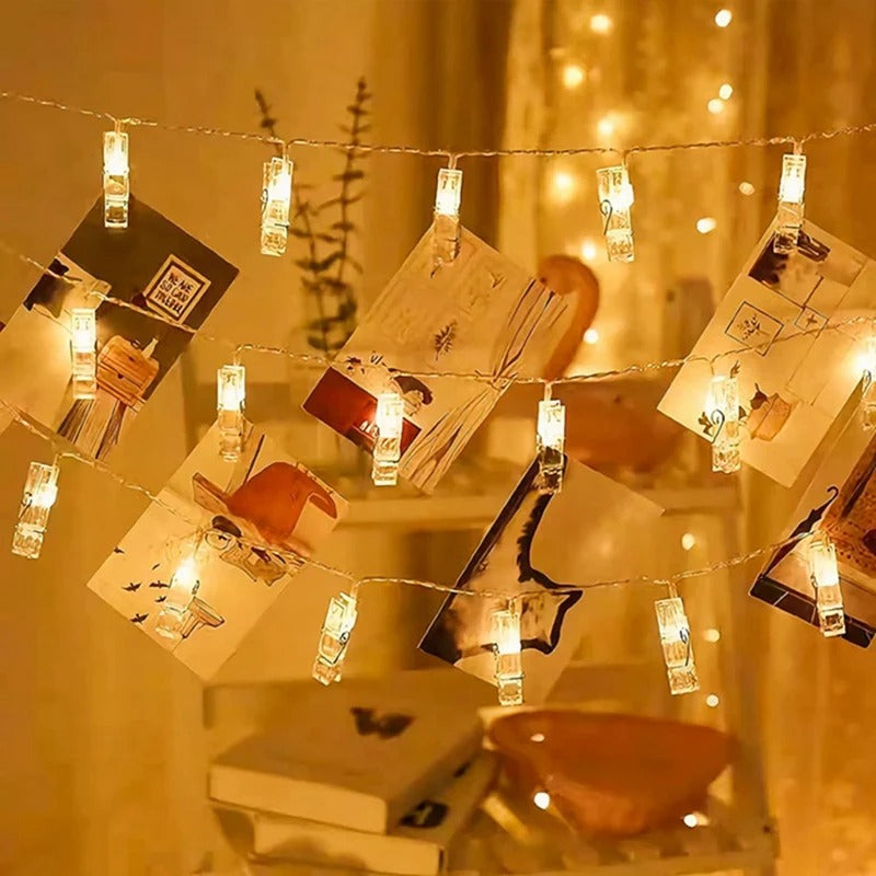 LED Photo Clip String Lights - 10/20/30/40 Clips for Hanging Photos & Decor