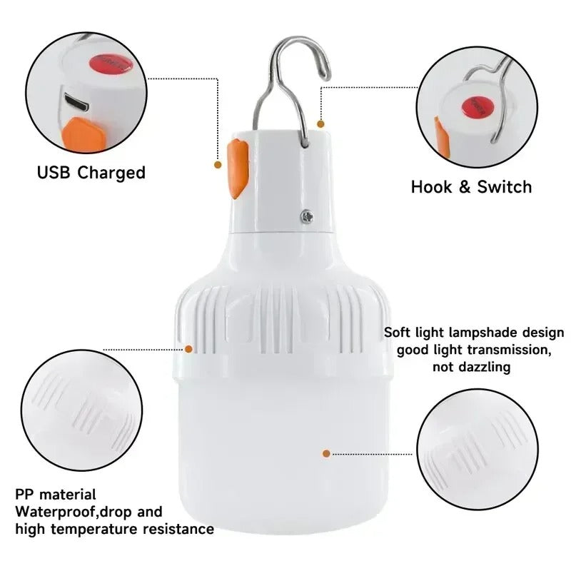 OUTDOOR 60W LED Light Bulb Lantern for Camping & Recreation