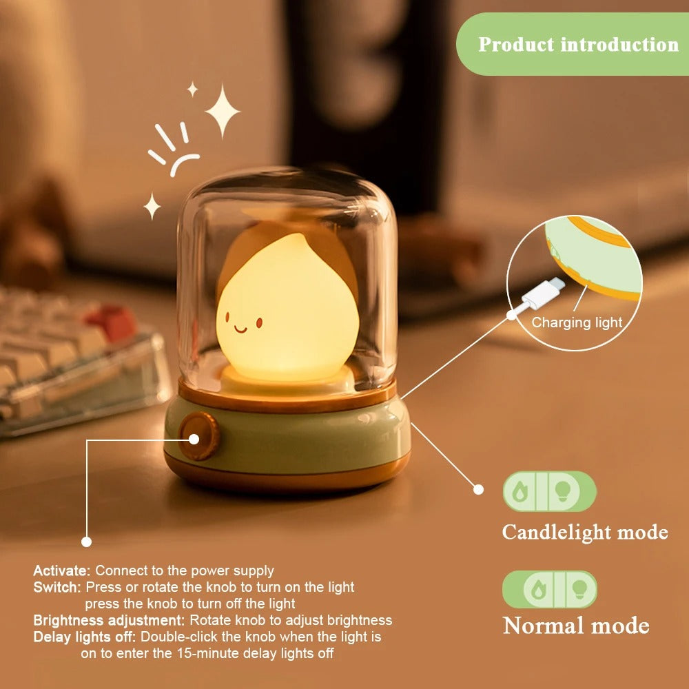 Kerosene LED Night Light - USB Rechargaeble Flameless Candle With Two Modes