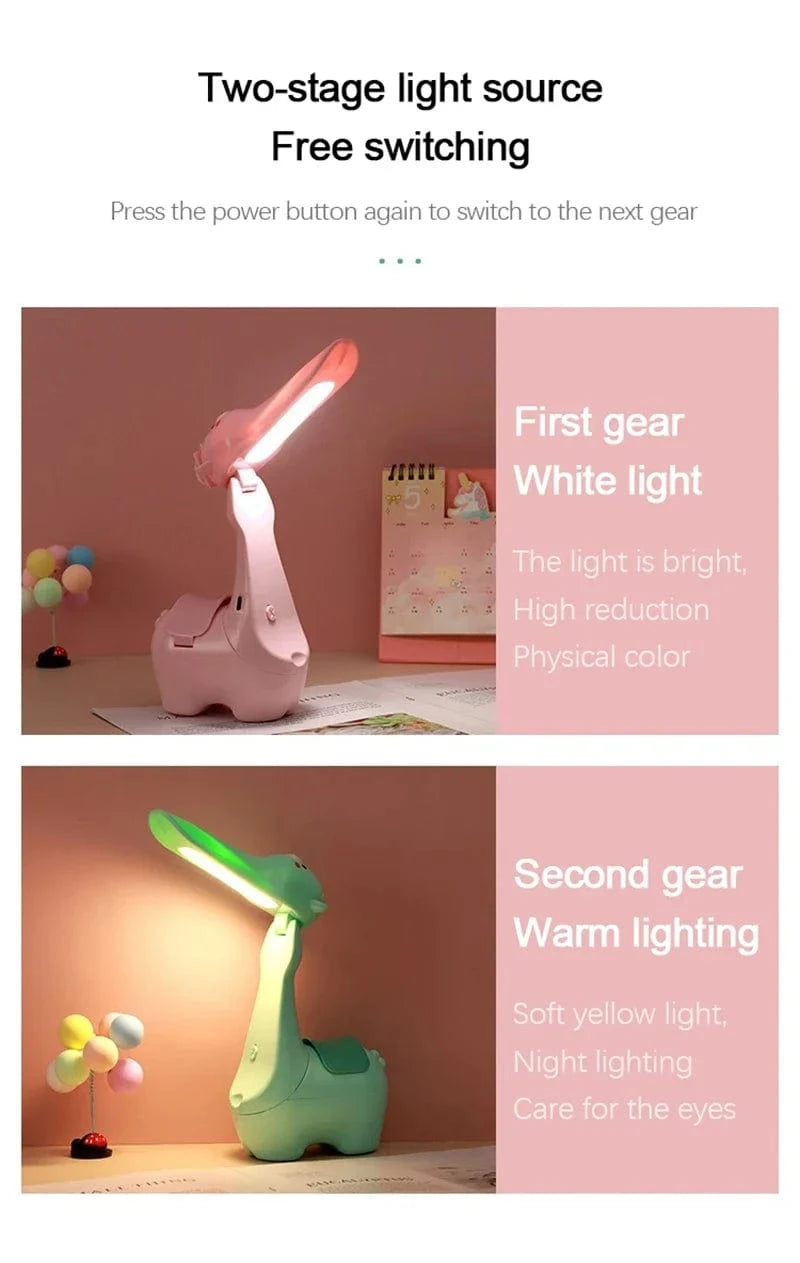 TrendoMark Alpaca LED Pen Holder Lamp – USB Rechargeable Foldable Night Light for Kids & Students