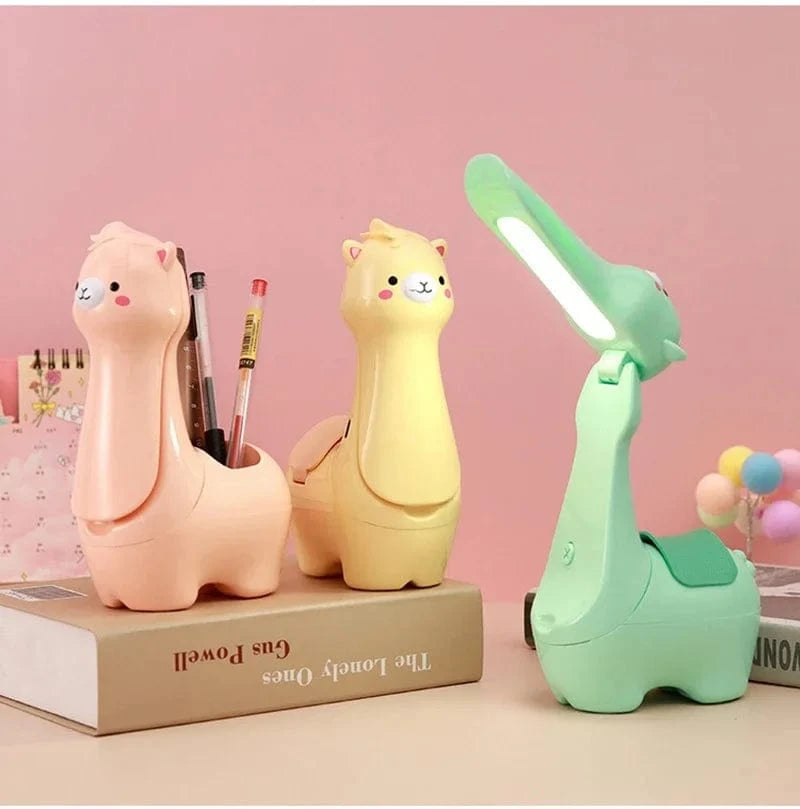 TrendoMark Alpaca LED Pen Holder Lamp – USB Rechargeable Foldable Night Light for Kids & Students
