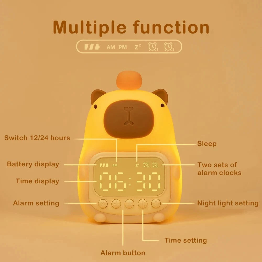 TrendoMark Capybara Touch Night Light & Alarm Clock – Nursery Sleep Lamp for Kids & Toddlers