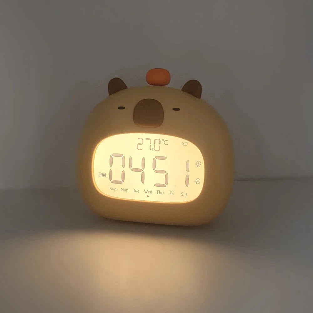 TrendoMark Capybara B Capybara Touch Night Light & Alarm Clock – Nursery Sleep Lamp for Kids & Toddlers