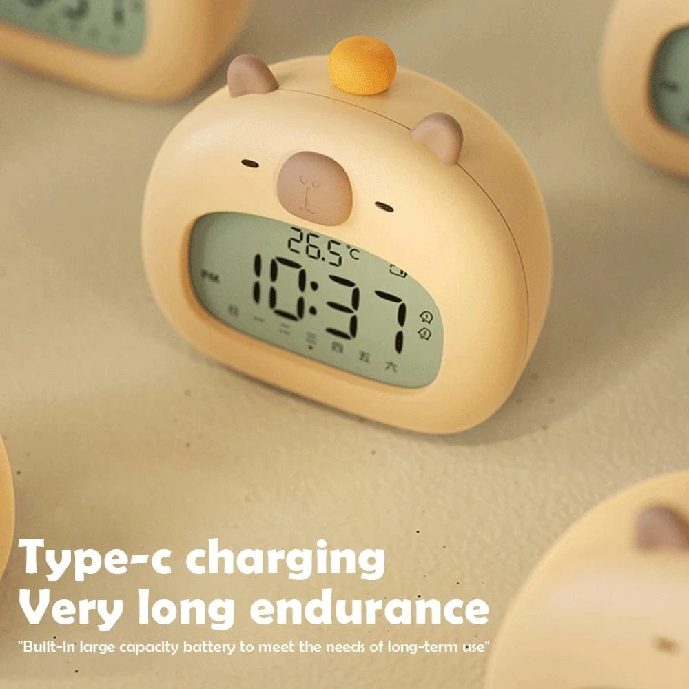 TrendoMark Capybara Touch Night Light & Alarm Clock – Nursery Sleep Lamp for Kids & Toddlers