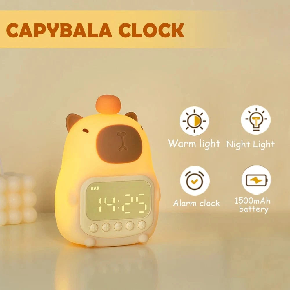 TrendoMark Capybara Touch Night Light & Alarm Clock – Nursery Sleep Lamp for Kids & Toddlers