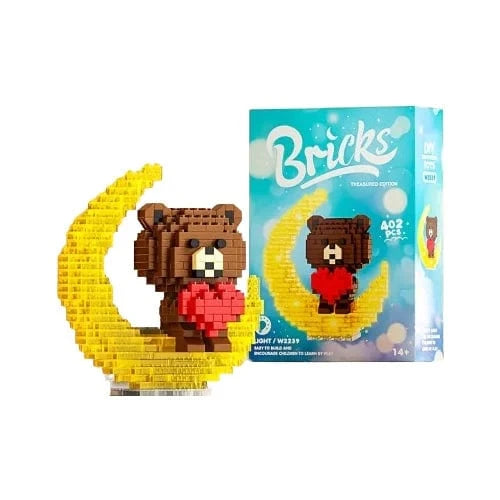 TrendoMark W2239 Cute Bear Light-Up Blocks Creative LED Building Toy – Fun & Educational Birthday Gift