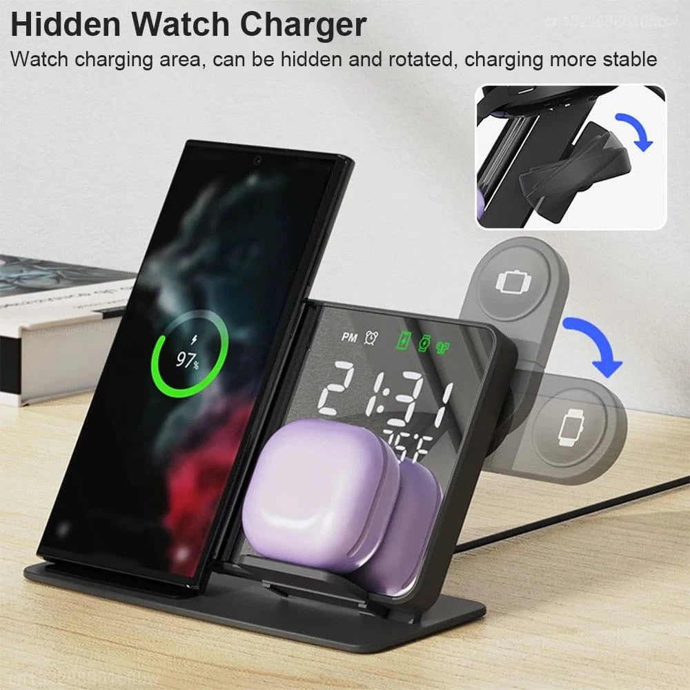 TrendoMark Galaxy TrioCharge Dock – 3-in-1 Fast Wireless Charger for Samsung Watch, Phone & Buds
