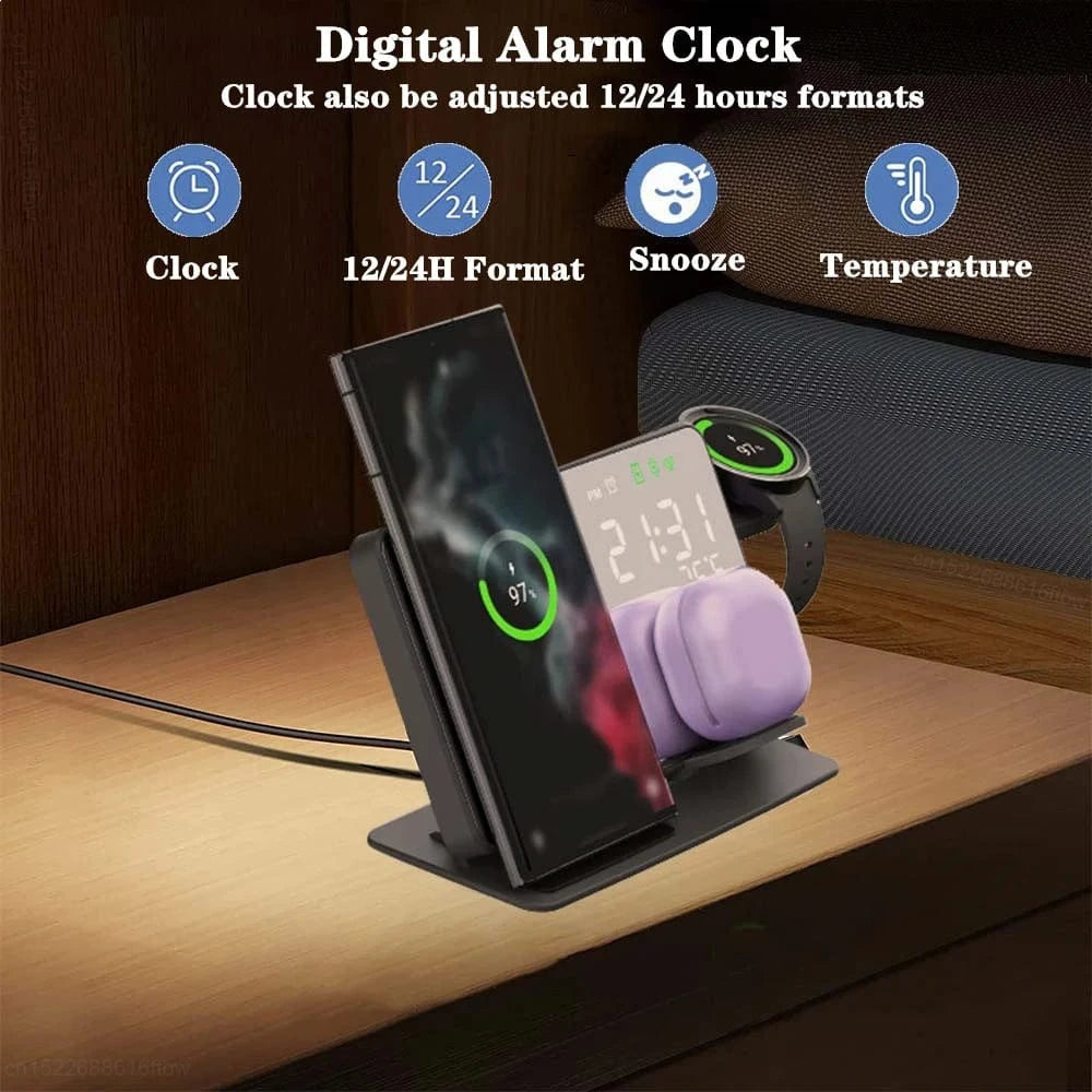 TrendoMark Galaxy TrioCharge Dock – 3-in-1 Fast Wireless Charger for Samsung Watch, Phone & Buds