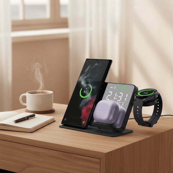 TrendoMark TrioCharge Wireless Dock™ – 3-in-1 Fast Wireless Charger for Samsung Watch, Phone & Buds