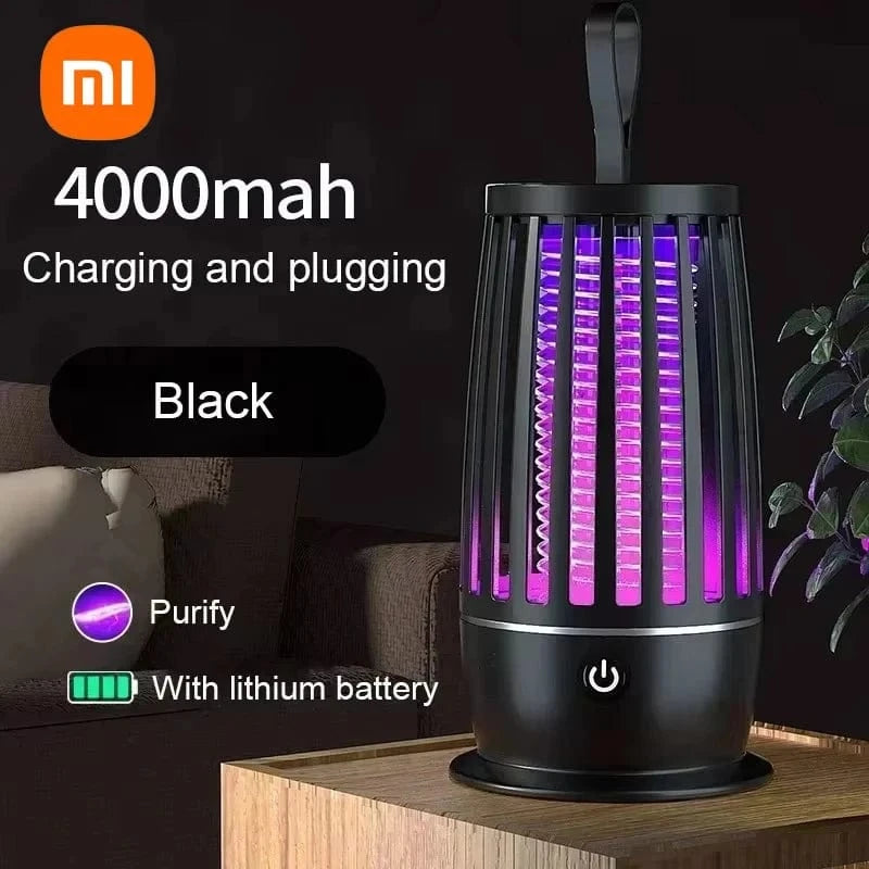 TrendoMark Black With battery Xiaomi Mosquito Killer Lamp – Silent USB Bug Zapper for Indoor & Outdoor Use